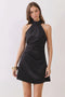 Solid Open Back Halter Mini Dress