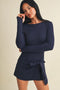 Long Sleeve Wrap Tie Front Dress