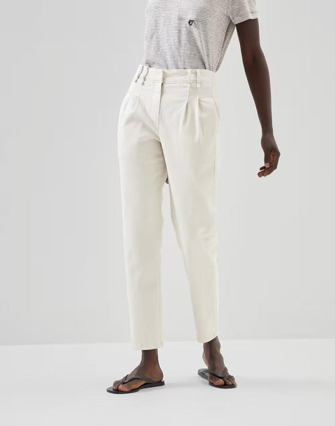 Brunello Cucinelli White Cotton Casual Pants