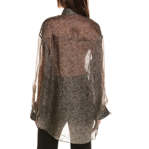 Brunello Cucinelli Beige Silk Shirt