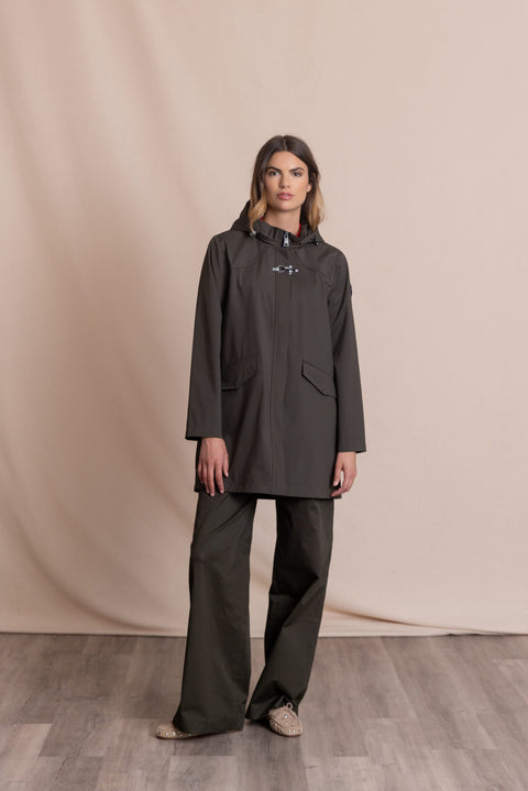 Long women’s parka with Heat-Sealed Seams | Khaki