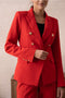 Timeless Fitted Double-Breasted Suit Jacket with Gold Buttons Red