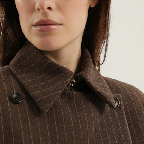 1989 STUDIO Brown double-breasted striped blazer