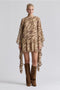 Waterfall Sleeve Zebra Print Crinkle Georgette Mini Dress