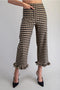 Gingham Ruffle Trim Straight Leg Pants