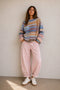 Multi Color Striped Raglan Knit Sweater