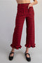 Gingham Ruffle Trim Straight Leg Pants