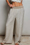 Allover Open-Weave Pattern Waistband Wide-Leg Pants