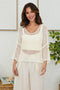 Drop Shoulder Crochet V-Neck Tunic - Cream
