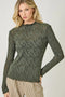 Lettuce Edge Textured Knit Top - Dark Green