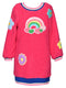 L/S Sherpa Dress w/ Rainbow and Flower Patch Detail