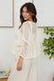 Drop Shoulder Crochet V-Neck Tunic - Cream