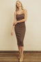 Straight Neck Ribbed Bodycon Dress Mocha-Dress-Dress Forum-S-Urbanheer
