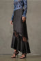 Satin Bias Lace Panel Skirt