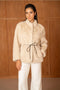 Mid-Length Belted Jacket with A High Faux-Fur Collar