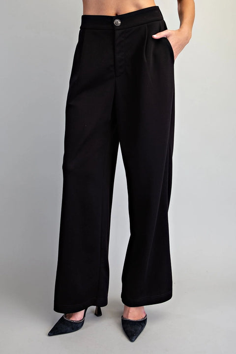 Pleated Elastic Back Waist Pants