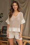 Cotton Mesh Grid Short Sleeve Top-Top-MILIO MILANO-S-BEIGE-Urbanheer