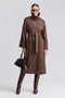 Crinkle Viscose Blend Maxi Trench Coat
