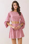 Two Piece Striped Cropped Top and Skirt Set