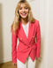 Timeless Fitted Blazer Jacket with Gold Double-Breasted Buttons Fuchsia-Jacket-Attentif Paris-S-Urbanheer