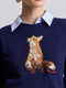 Embroidered Fox Crew Neck Sweater
