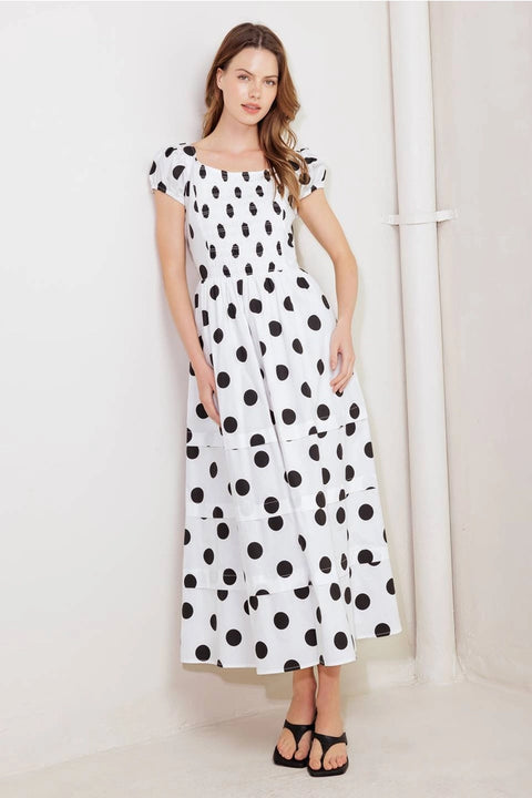Polka Dot Printed Woven Midi Dress