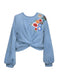 Twist Front Fuzzy Sweatshirt with Embroidery
