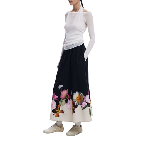 Desigual Black Cotton Skirt-Desigual-IT44|L-Urbanheer