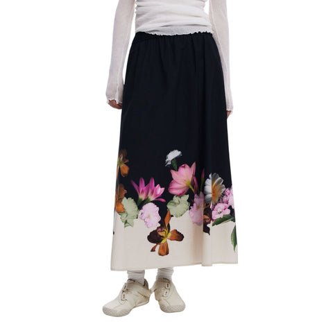 Desigual Black Cotton Skirt-Desigual-IT44|L-Urbanheer