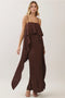 Satin Ruffle Overlay Maxi Dress