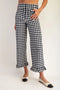 Gingham Ruffle Trim Straight Leg Pants