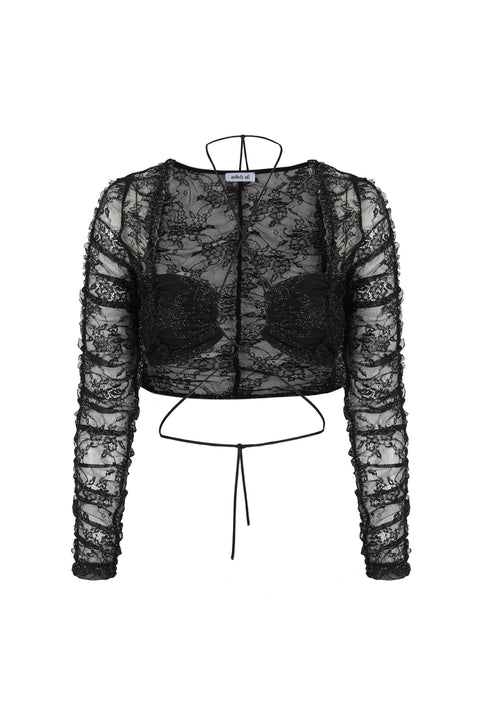 Lace Top Win - Black Floral-Clothing - Women-eikō ai-S-Urbanheer