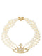Vivienne Westwood Three Row Pearl Bas Relief Choker