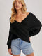 Crossover Ribbed Pullover Sweater