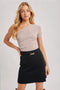 Buckle Belted Knit Straight-Cut Mini Skirt