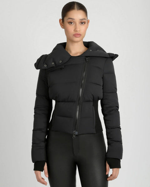 Asymmetrical Puffer Jacket - Black