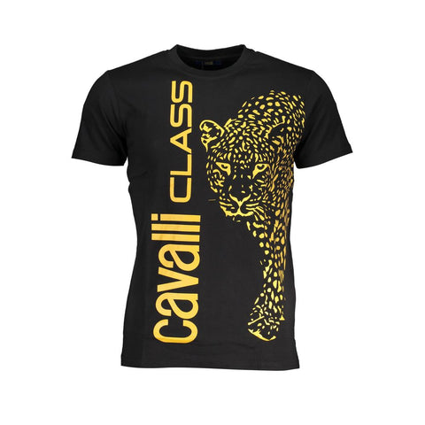 Cavalli Class Black Cotton T-Shirt-Cavalli Class-XL-Urbanheer