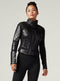 Classic Black Quilted Genuine Leather Mesh Moto Jacket