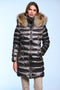 RACHEL slim fit long down jacket with detachable hood