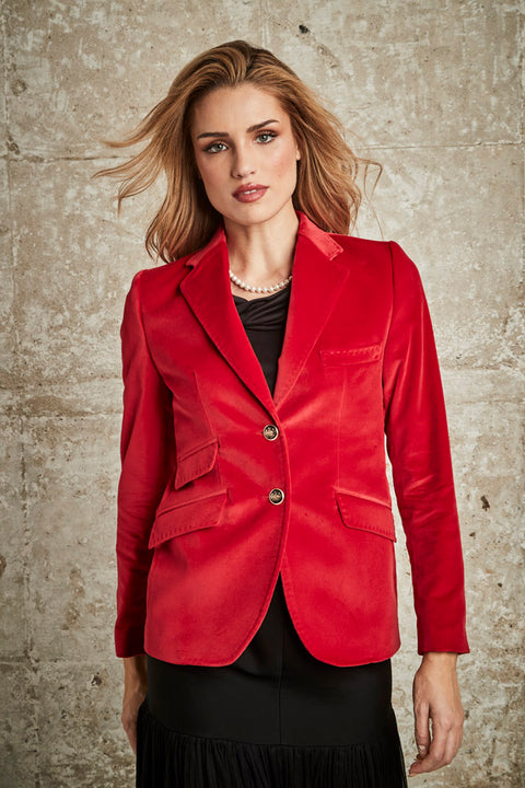 Henry Arroway Marylin Blazer Velvet Red