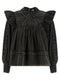 Ganni Black Washed Frill Blouse