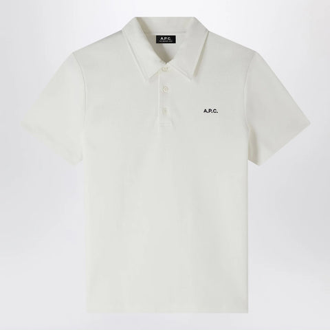 A.P.C. White short-sleeved polo shirt with logo embroidery