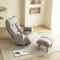 Adjustable Floor Lounge Sofa Chair with Armrests & 360° Swivel Base – Cement Grey