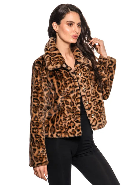 Adore Cropped Faux Fur Leopard Jacket – Brown/Black