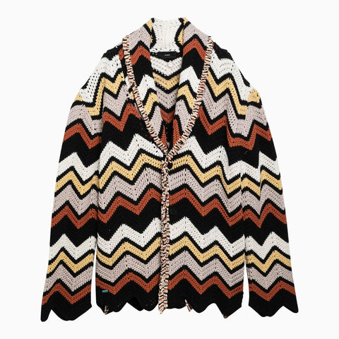 Alanui Cardigan in crochet zig zag multicolore