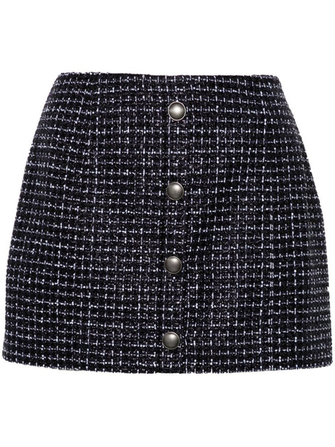Alessandra Rich Sequin checked tweed mini skirt