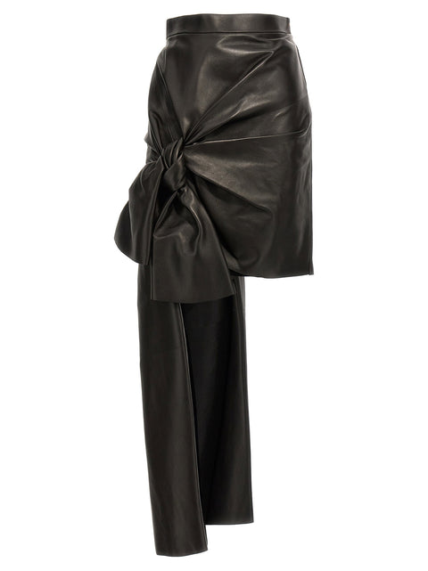Alexander McQueen Maxi Bow Leather Skirt
