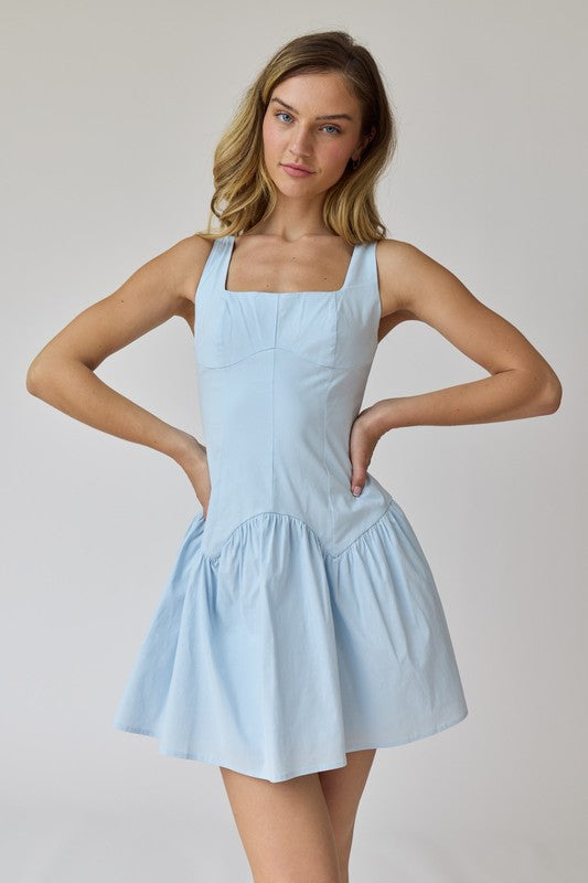 Alice Square Neck Mini Dress Blue from Papermoon exclusive at – Urbanheer