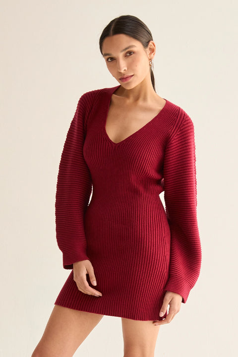 Alondra Dolman Sleeve Mini Sweater Dress