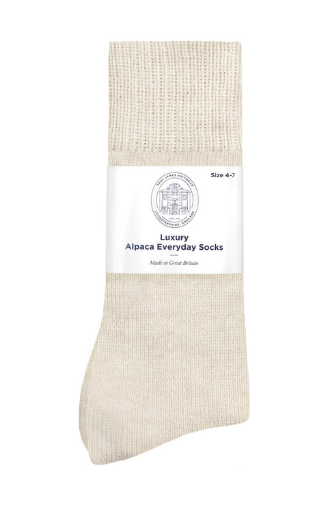 Alpaca Everyday Socks Cream-Socks-Paul James Knitwear-4-7-Urbanheer